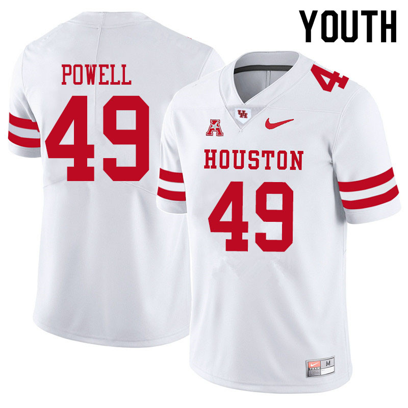 Youth #49 Keandre Powell Houston Cougars College Football Jerseys Sale-White - Click Image to Close